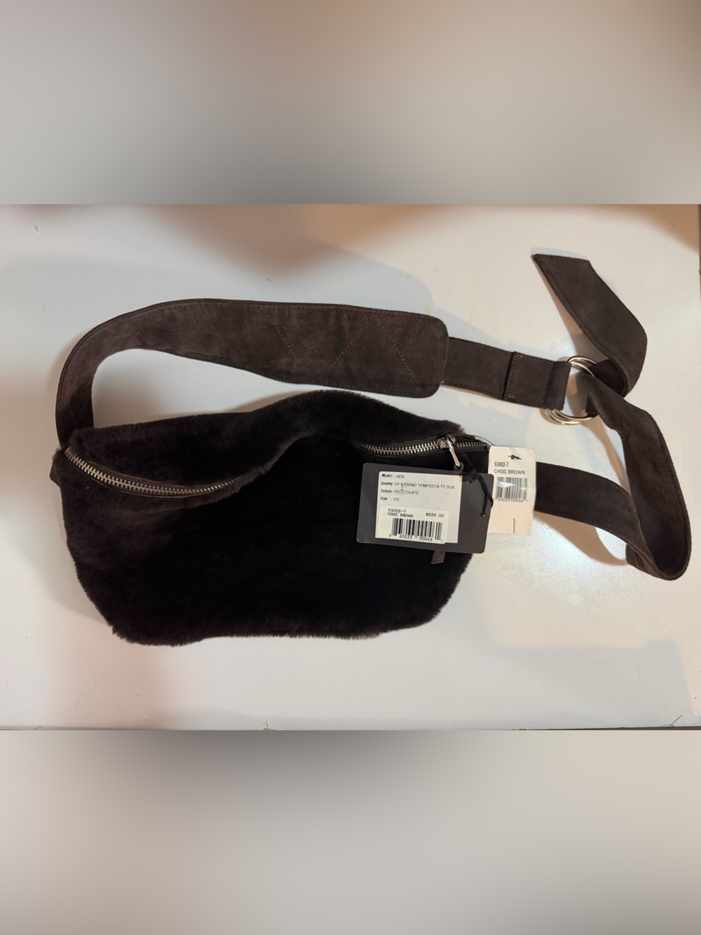 Women's  Viaveneto Jade Chocolate Brown Dark Brown Lambskin Belt Bag